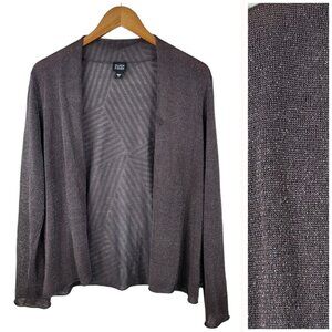 EILEEN FISHER Open Front Cardigan Size Large Mesh Metallic Linen Lightweight